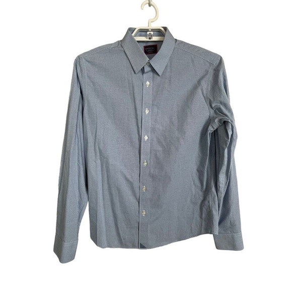 UnTuckit Slim Fit Men's Size M‎ Blue White Plaid Long Sleeve Button Up Shirt - Picture 1 of 6